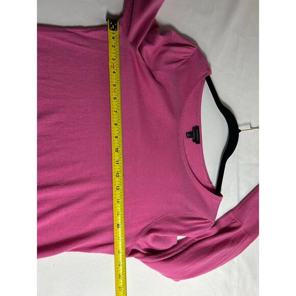 Talbots 100% merino wool hot pink, Barbie preppy buttons round neck office Sz L - Picture 4 of 9